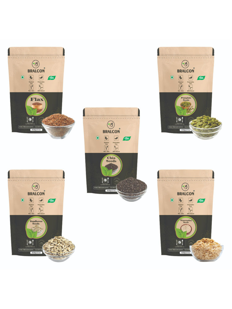 BRALCON Seeds Combo Of Raw Chia, Watermelon, Pumpkin, Sunflower & Flax-image-24