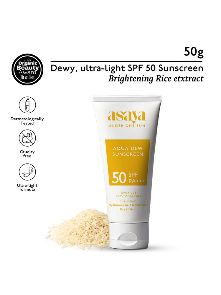 Asaya Dewy Sunscreen Spf 50 Lightweight Water Sunscreen Rice And Vitamin E No White Cast-picture-21