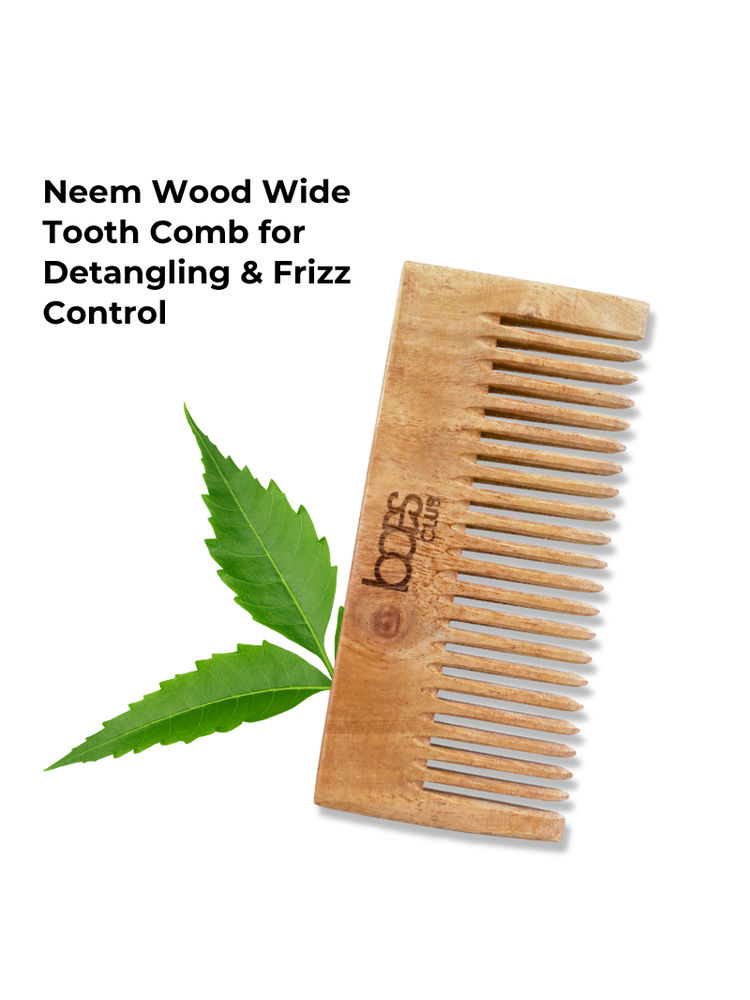 baes CLUB Neem Wood Wide Tooth Comb For Detangling & Frizz Control-picture-16