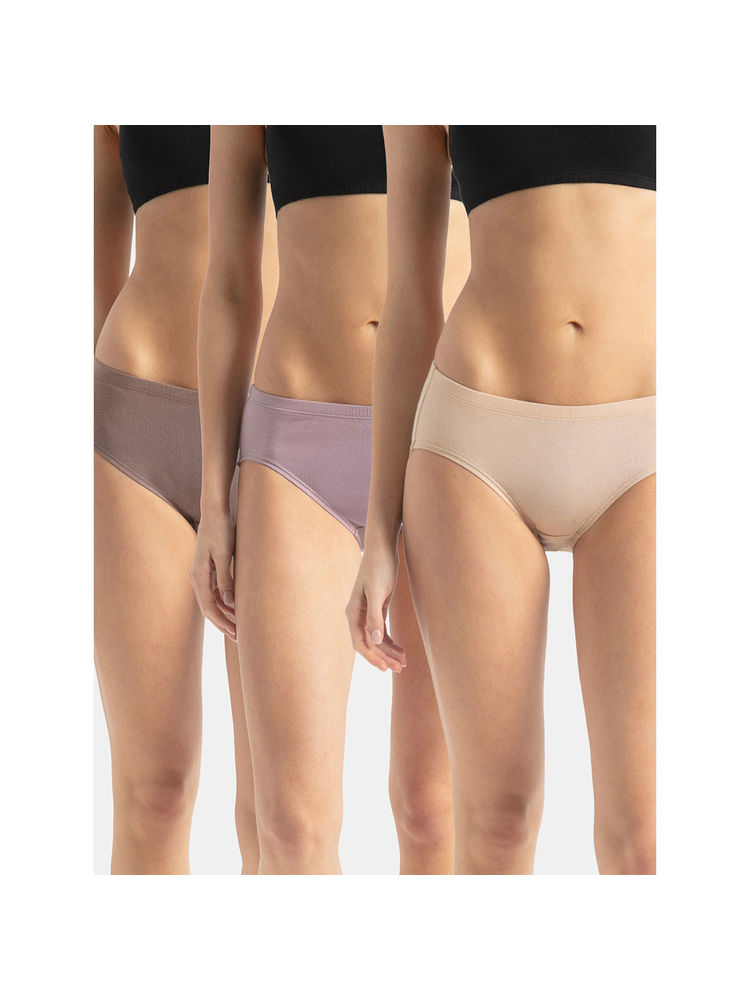 Jockey FE31 Women High Coverage Cotton Elastane Hipster - Assorted Colors (Pack of 3)