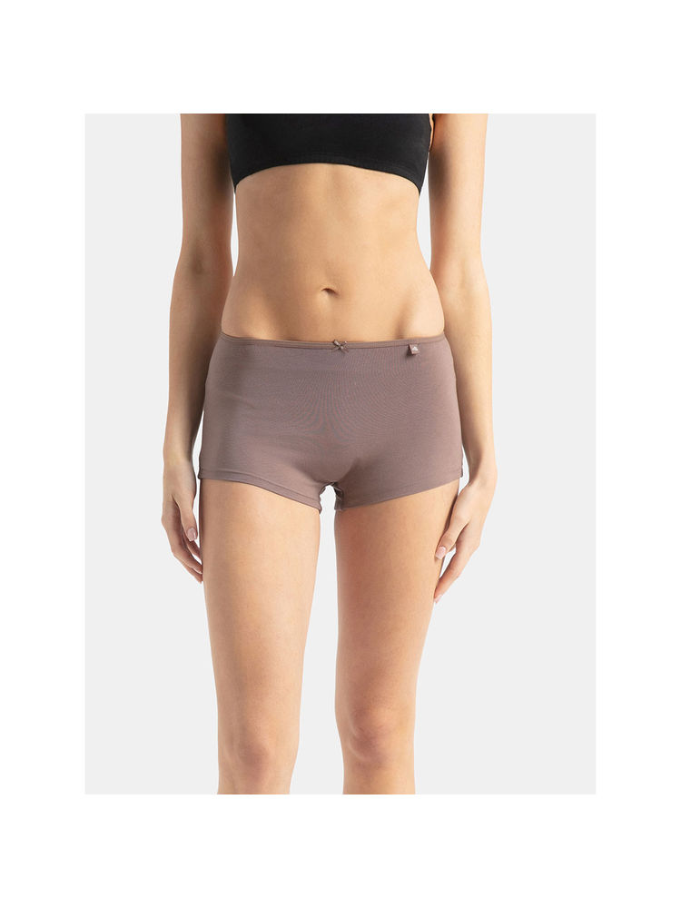 Jockey SS04 Women High Coverage Super Combed Cotton Elastane Boy Leg - Deep Taupe-picture-18