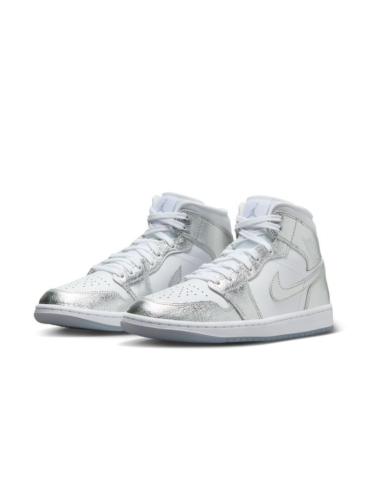 Nike Womens Silver Air Jordan 1 Mid Sneakers - FN5031-100-image-1