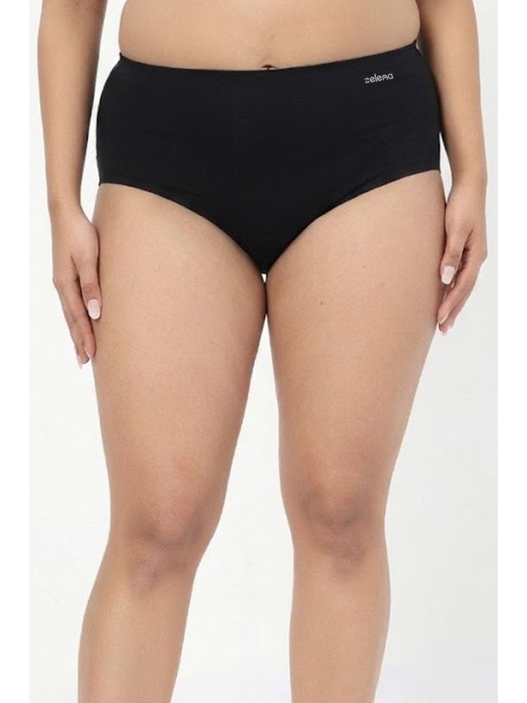 Zelena Black Cotton Bonded High Rise Maternity Hipster Brief-picture-12