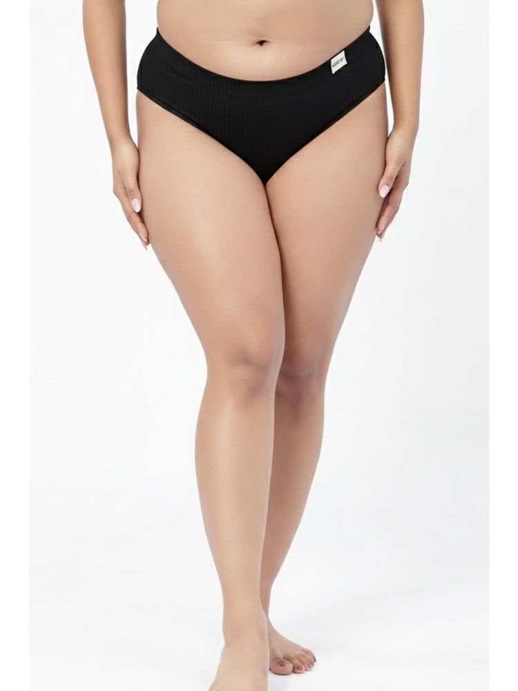 Zelena Black Solid Cotton Rib Maternity Hipster Brief-picture-22