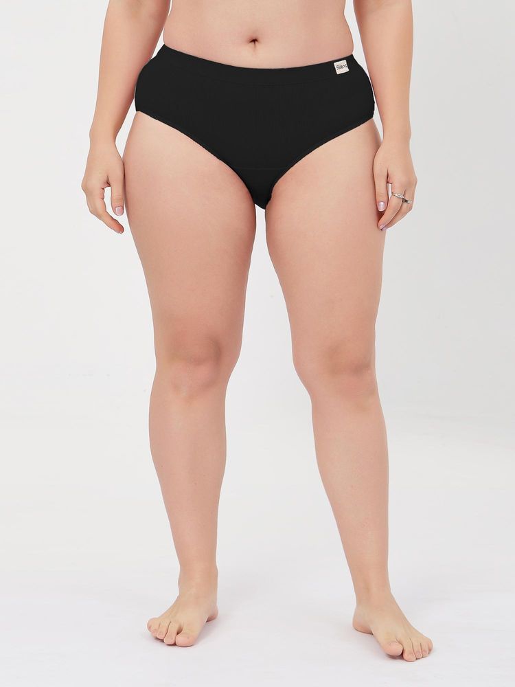 Zelena Black Solid Cotton Rib Maternity Hipster Brief-picture-18