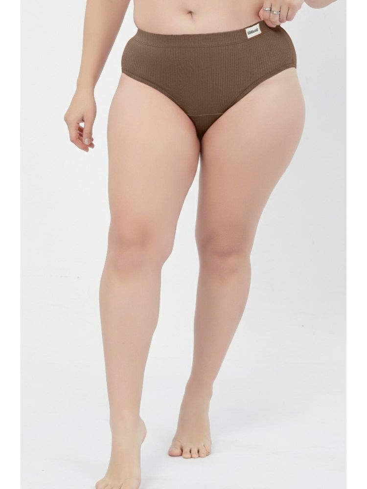 Zelena Brown Solid Cotton Rib Maternity Hipster Brief-picture-18