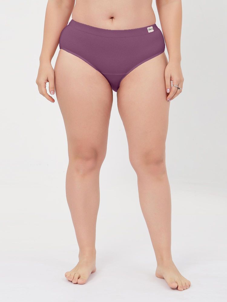 Zelena Mauve Solid Cotton Rib Maternity Hipster Brief-image-21