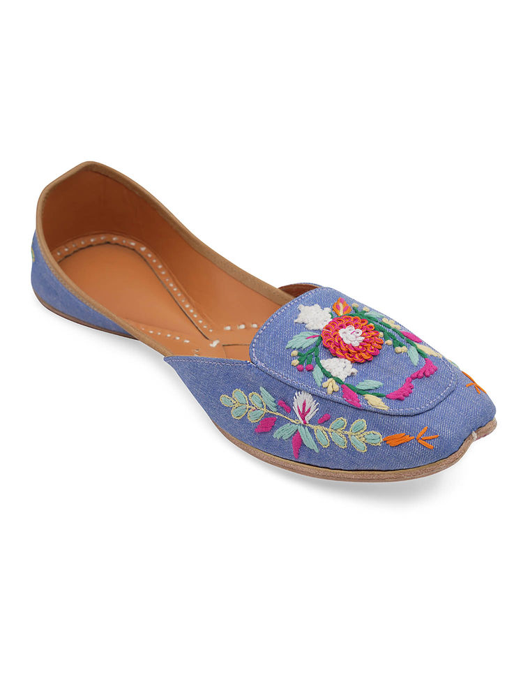 NR BY NIDHI RATHI Denim Embroidered Ethnic Juttis-picture-36