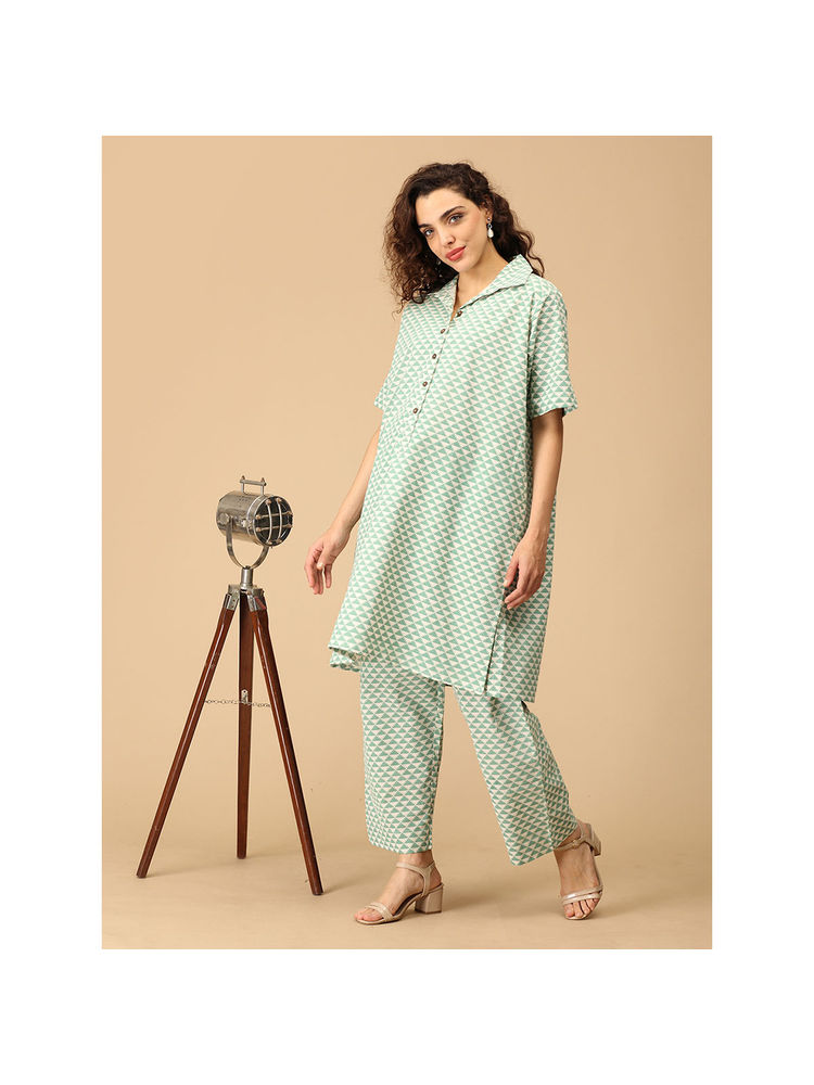 The Mom Store Geo-Mint-Ry Maternity and Nursing Co Ord Set-image-10