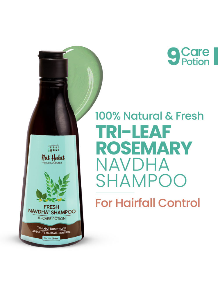 Nat Habit Tri Leaf Rosemary Navdha Shampoo For Hair Fall Control, Shampoo For Dry And Damaged Hair-image-17