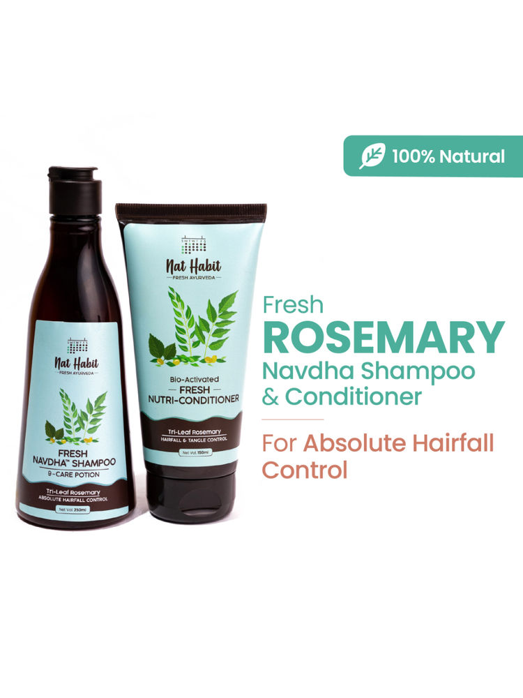 Nat Habit Trileaf Rosemary Shampoo & Conditioner For Hair Fall Control, Dry & Damaged Hair