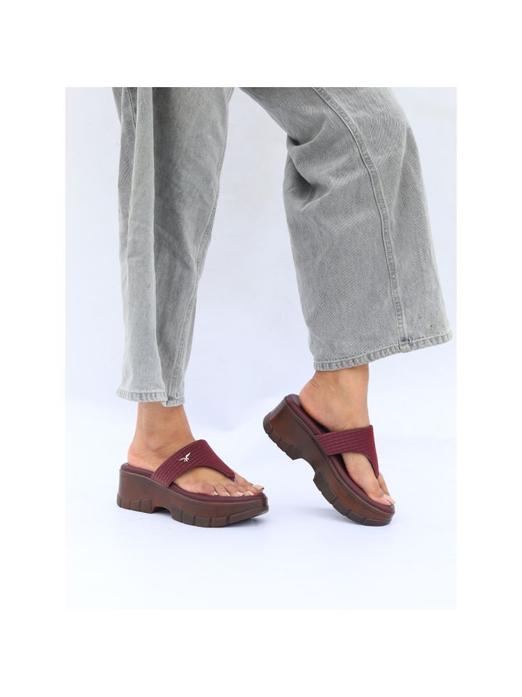 Monrow Women Vulan Maroon Wedge Heels-picture-15