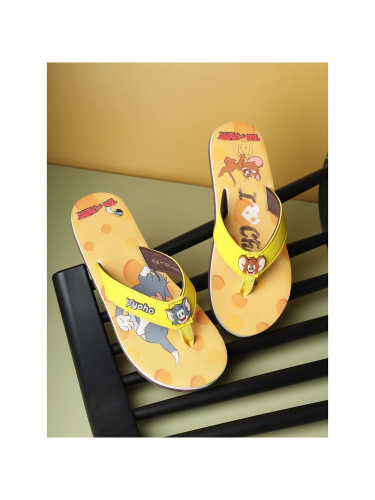Yoho Tom and Jerry Yellow Flipflops for Women-image-27
