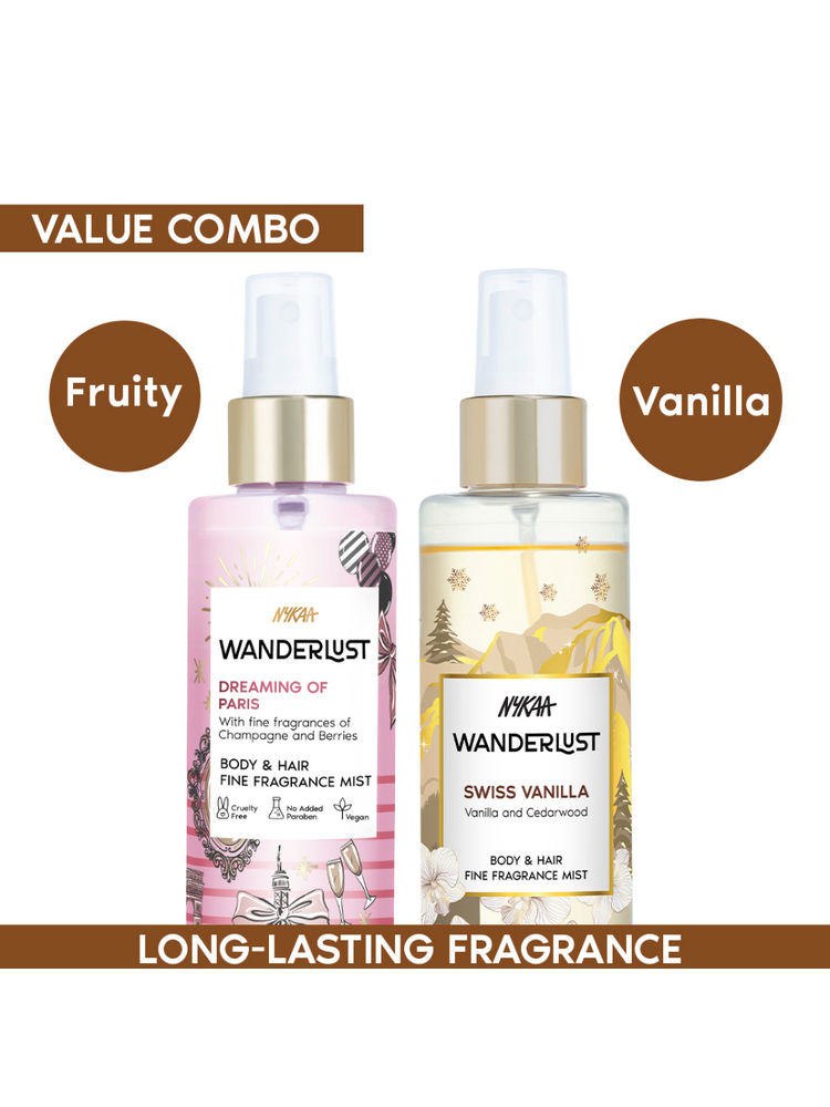 Wanderlust Bestselling Body Mist Combo (Dreaming Of Paris + Vanilla) Long Lasting, Fruity, Champagne-image-30