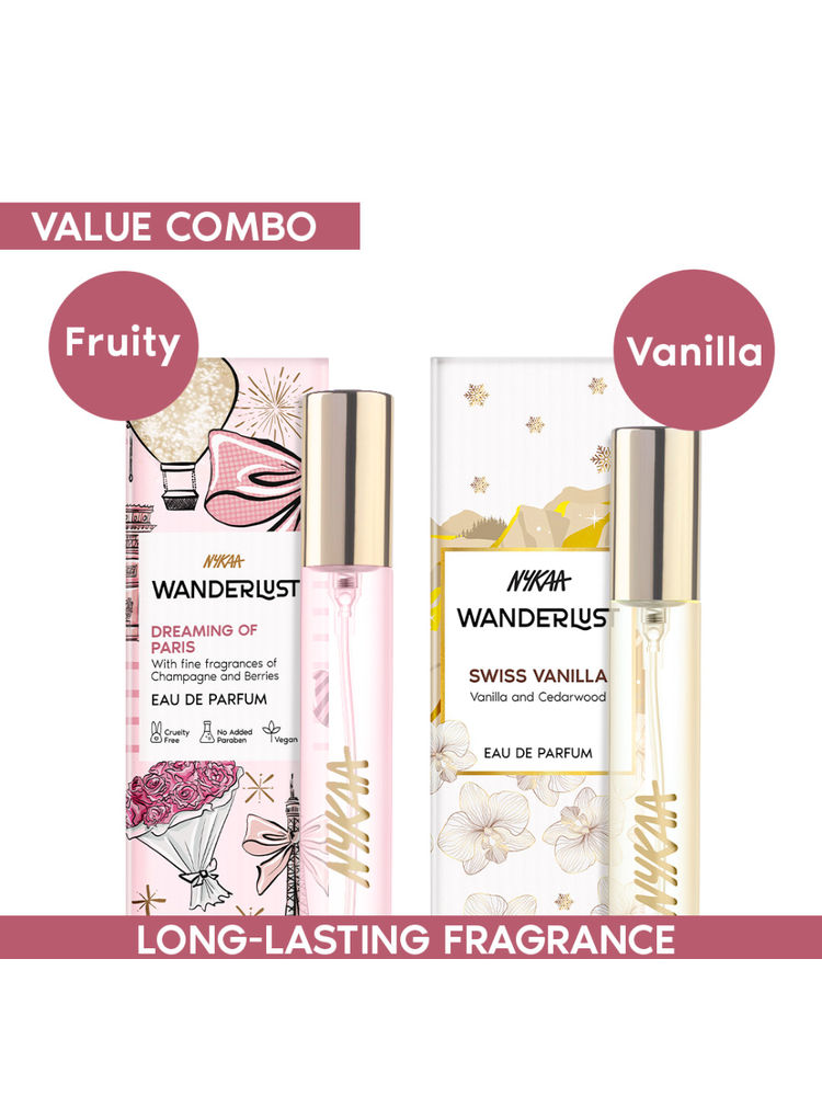 Wanderlust Bestselling Mini Perfumes Combo - (Dreaming Of Paris + Vanilla) Long Lasting, Travel size