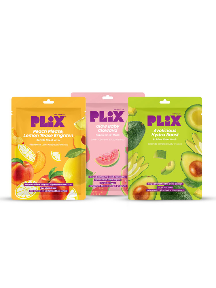 Plix The Plant Fix Fruit Fusion Bubble Sheet Mask Combo - Pack Of 3-image-43