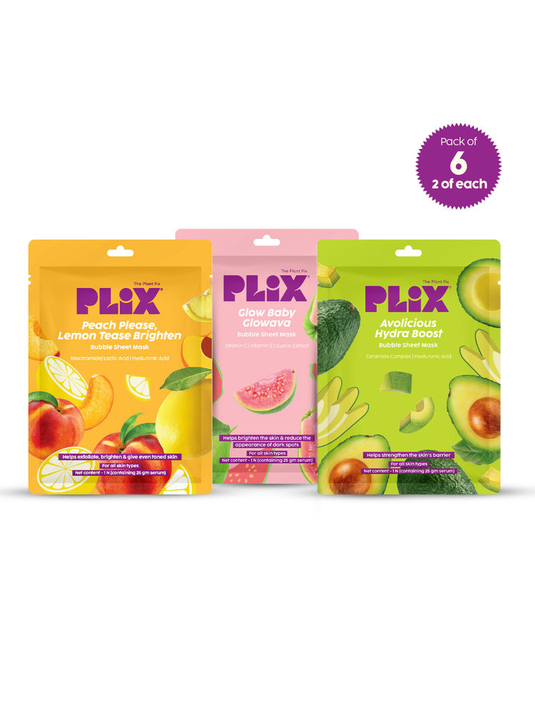 Plix The Plant Fix Fruit Fusion Bubble Sheet Mask Combo - Pack Of 6-image-44