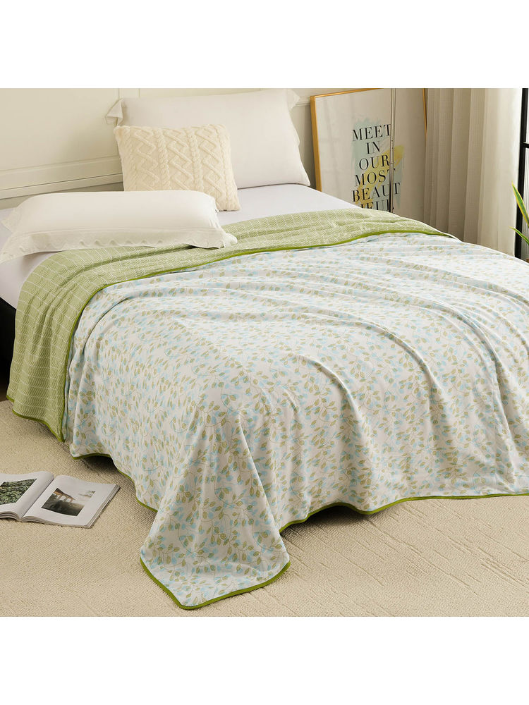 Story@Home White Leaf Reversible Super Soft Dohar-picture-10