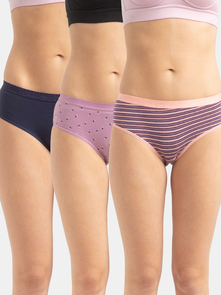 Jockey 3006 Women High Coverage Cotton Elastane Mid Waist Hipster-Assorted(Pack of 3) (2XL)-picture-42