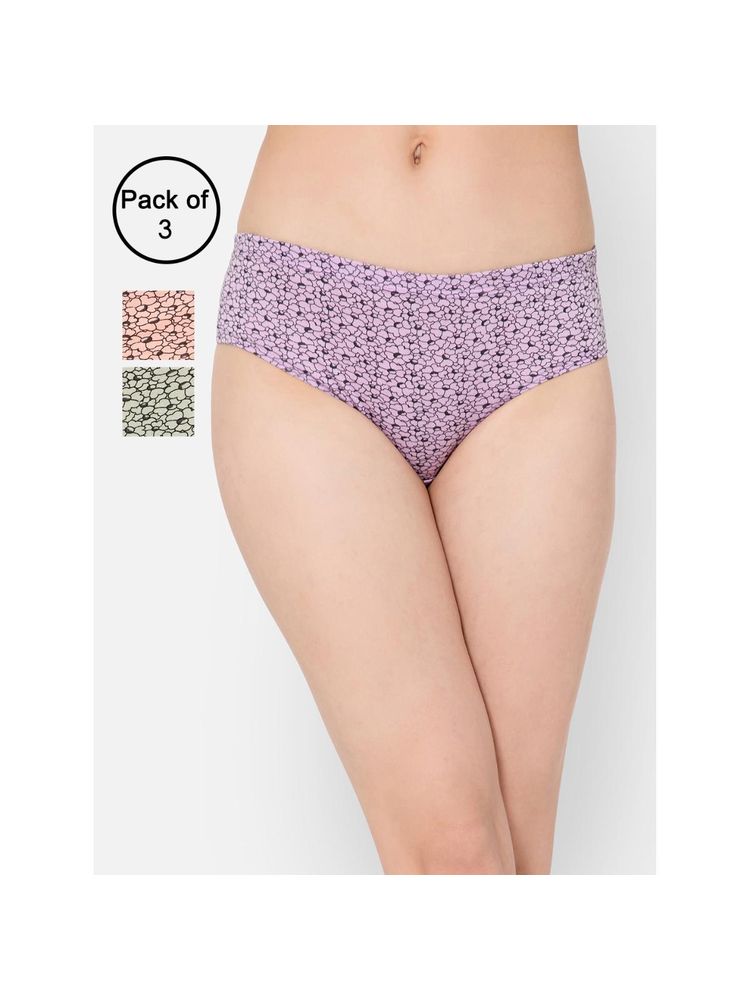 Clovia Cotton Spandex Medium Waist Inner Elastic Hipster Panty Multi-Color (Pack of 3)-picture-21