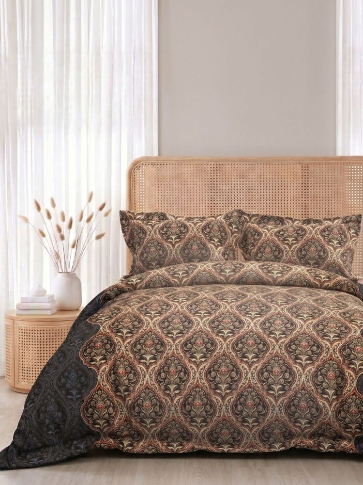 the White Moss Brown 250Tc Pure Cotton Reactive Bedsheet with 2 Pillow Covers (King Size)-image-7
