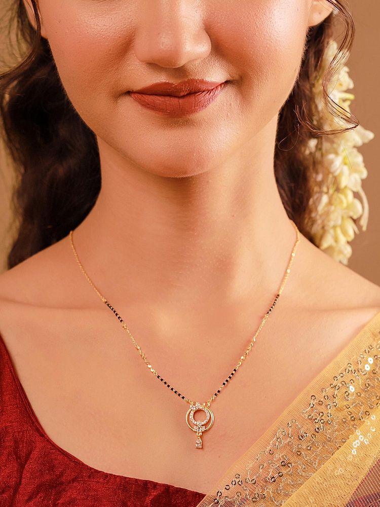 Voylla White Brass Gold Plated Stones Mangalsutra-picture-47