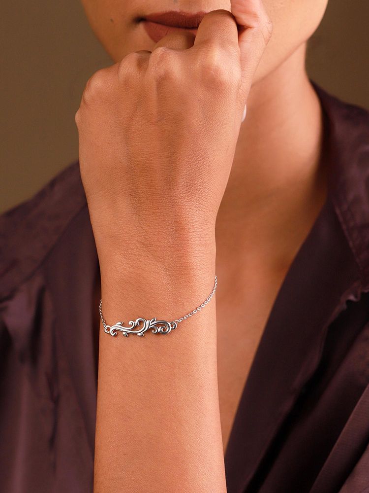 Voylla Silver Sterling Silver Rhodium Plated Bracelet-picture-45