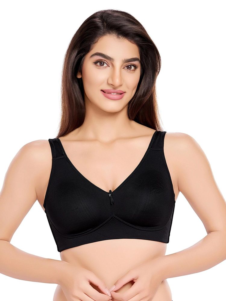 Juliet Womens Plush Perfection Minimiser Bra Black-image-7