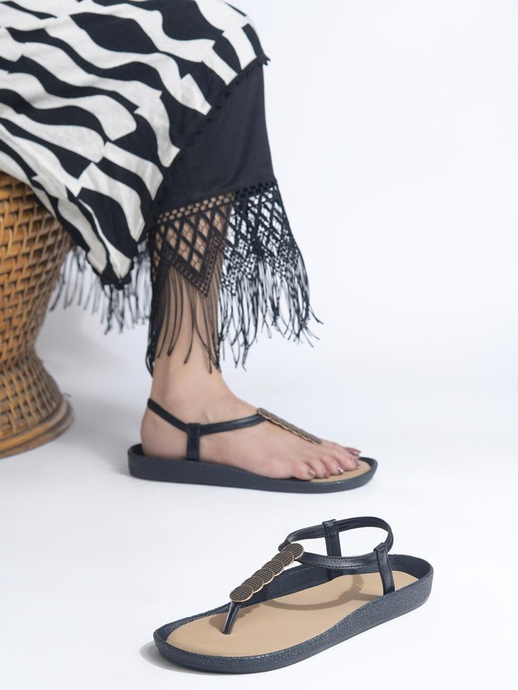 SHUZ TOUCH Black Slingback Comfort sandals-picture-36