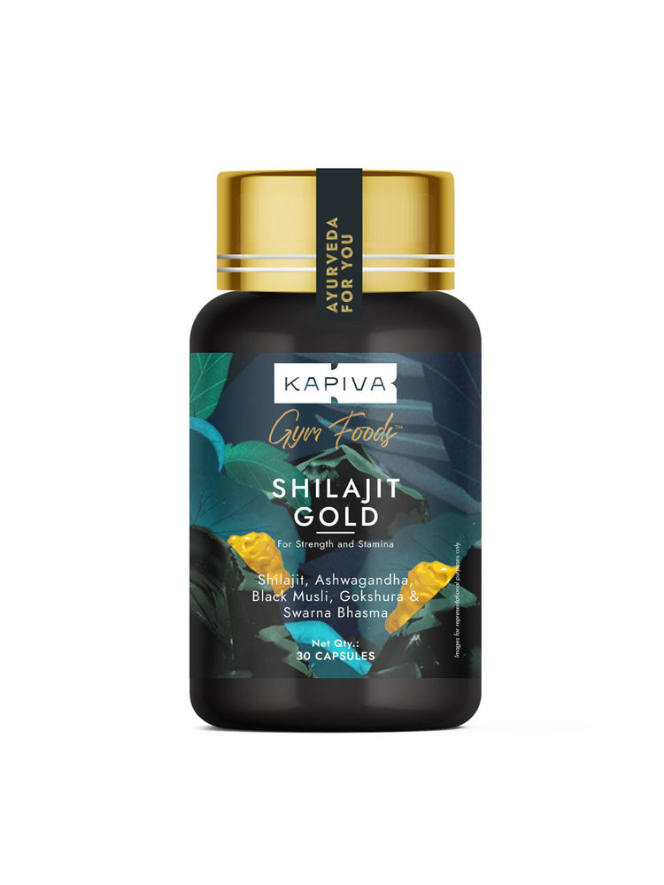 Kapiva Shilajit Gold Capsules, Contains 24 Carat Gold, Boosts Stamina, 100% Ayurvedic