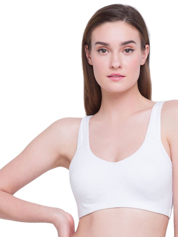 Candyskin Women'S Medium Impact Cotton Removable Padded Wirefree Sports Bra - White-picture-27