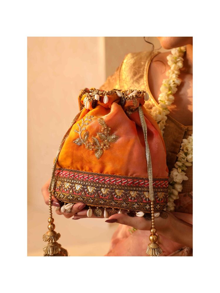 THE TAN CLAN Orange Kashvi Potli Bag-picture-15