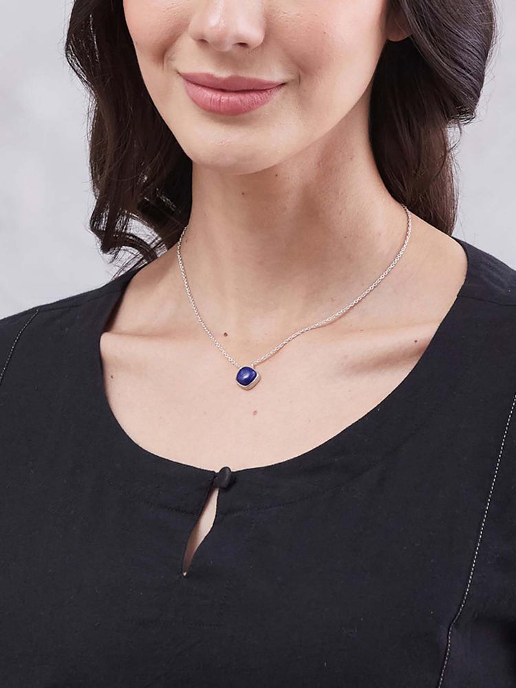 Fabindia Silver Pendant Necklace - Black-image-5