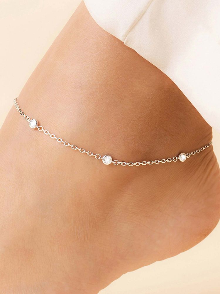 Zavya Dots of Light Silver Anklet (Adjustable)-picture-11