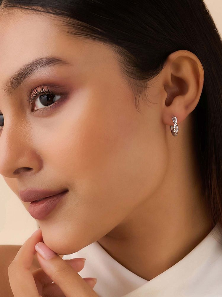 Zavya Our Infinite Love Silver Hoop Rhodium Plated Earrings-picture-28