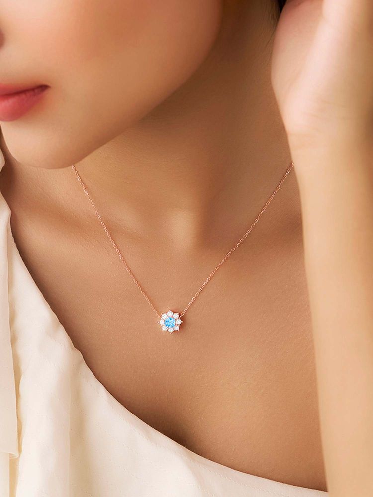 Zavya The Sea Flower Silver Rose Gold Plated Necklace-picture-17