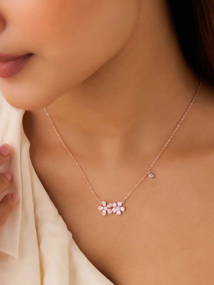 Zavya Pink Bloom Symphony Necklace (Adjustable)-picture-5