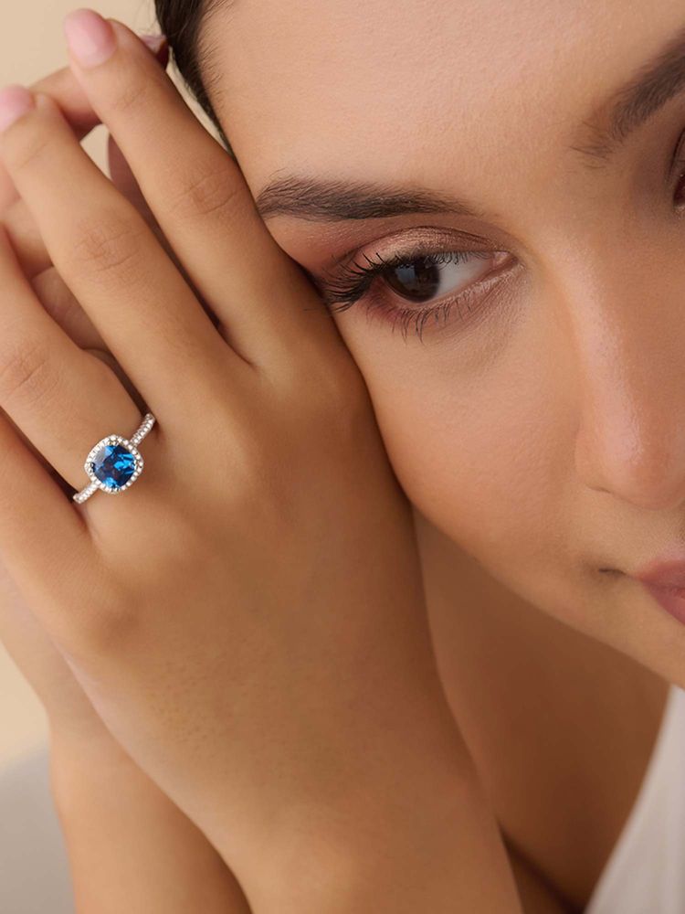 Zavya Deep Sea Love Rhodium Plated Ring (Adjustable)-picture-19