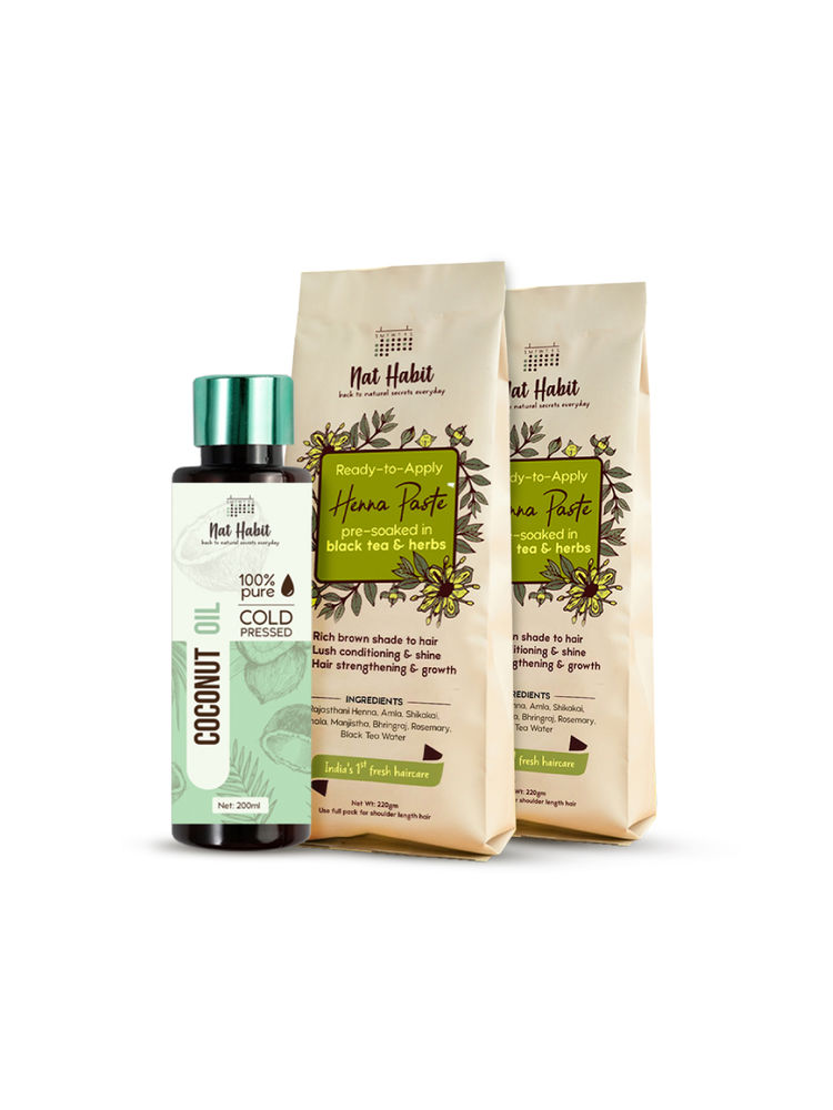 Nat Habit Ready-To-Apply Henna Paste-Dark Brown Mehendi & Cold Pressed Cocunut Oil-picture-48