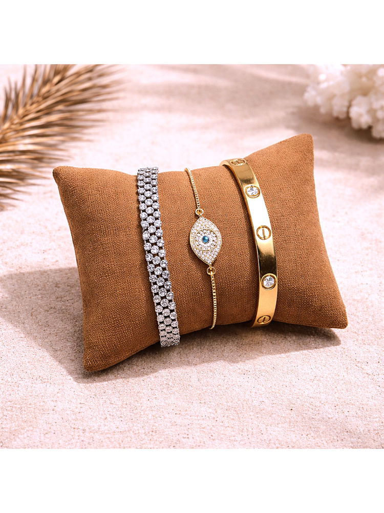 La Trove Coffee Brown Velvet Watch & Bracelets Organizer Pillow-picture-23