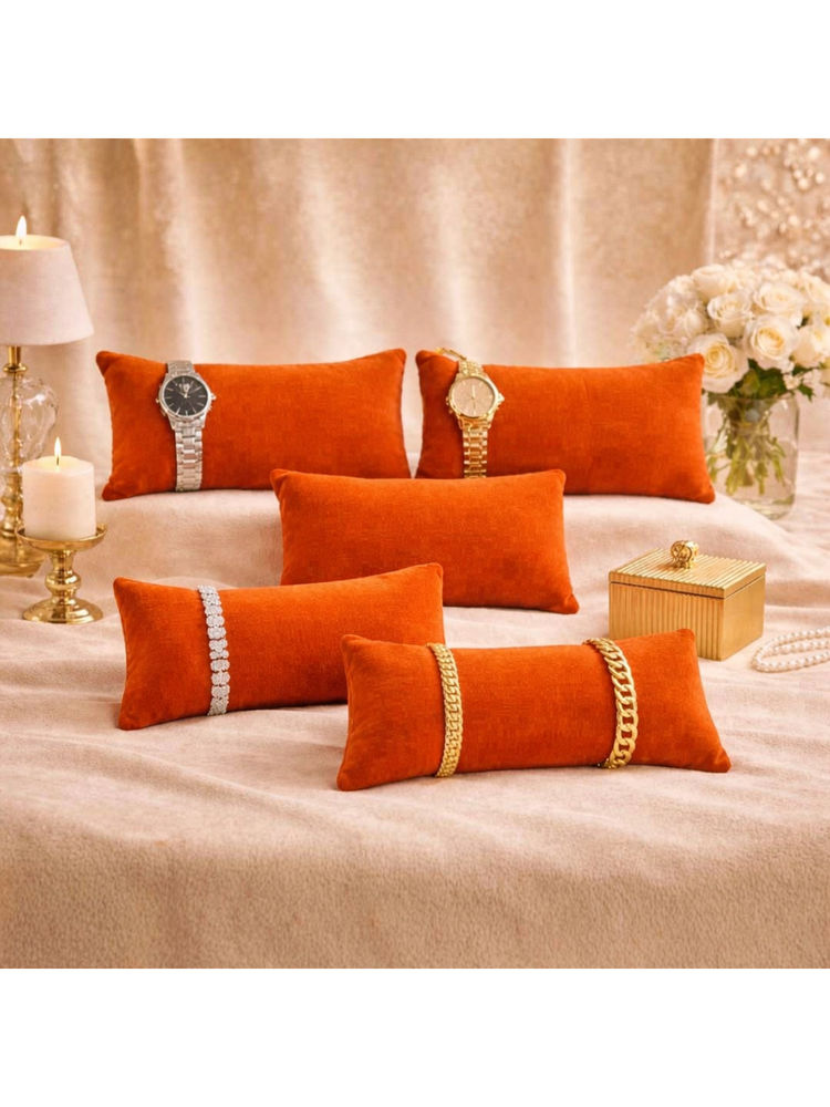 La Trove Orange Velvet Bracelets & Watches Organizer Pillows (Pack of 5)-picture-9