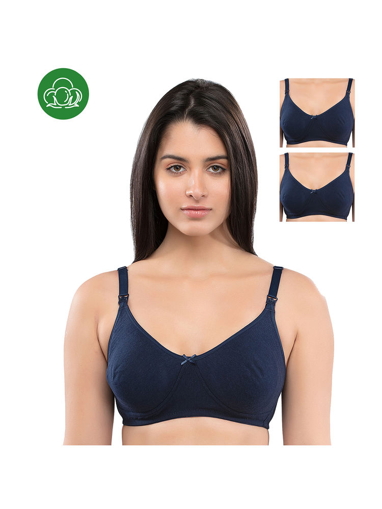 Inner Sense Organic Cotton Antimicrobial Nursing Bra Pack of 3 - Blue-image-48