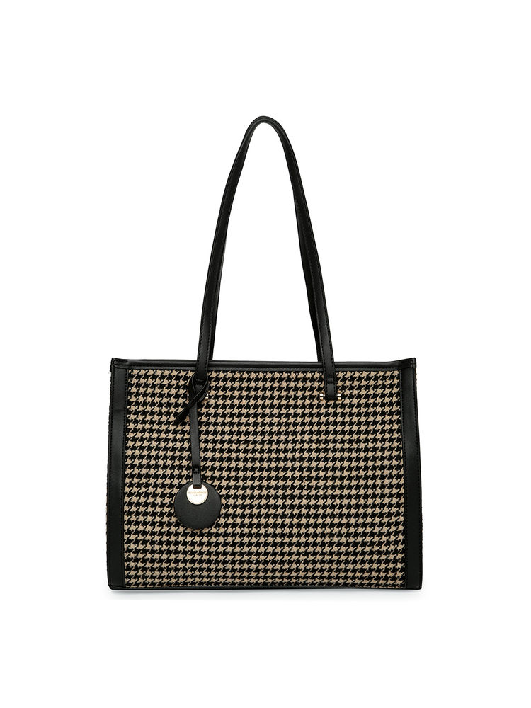 Accessorize London Womens Faux Leather Black & White Rosie Book Tote