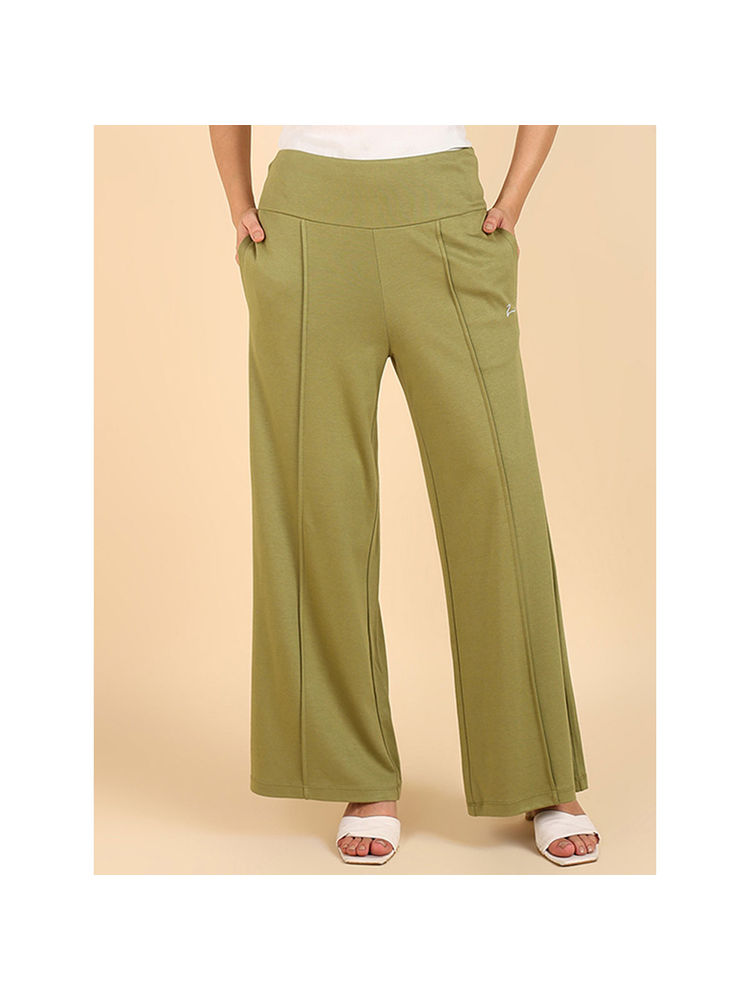 Zelena Women Maternity 100% Modal Palazzo Pants with Adjustable Band & Pockets-image-3