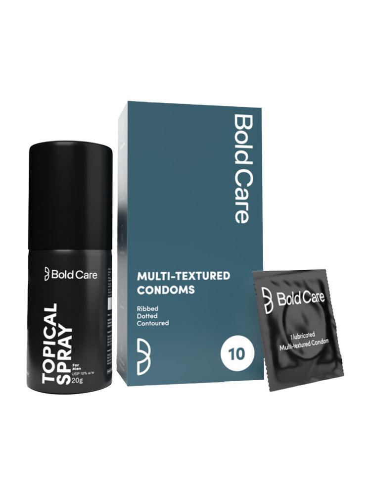 Bold Care Extend Topical Spray + Ribbed, Dotted & Contoured Multi-Textured Condoms Combo-image-16