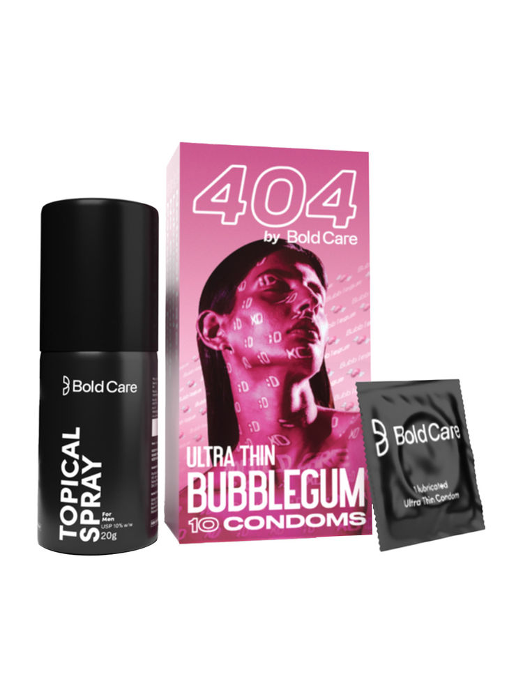 Bold Care Extend Topical Spray + 404 Ultra Thin Bubblegum Flavoured Condoms Combo-image-41
