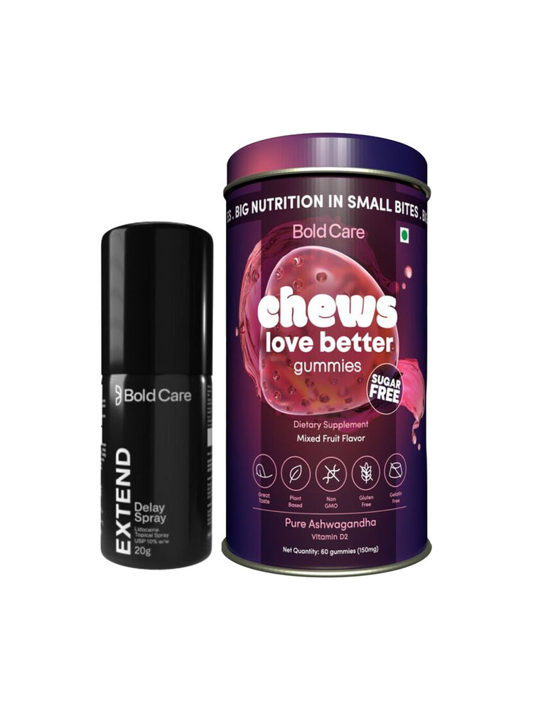 Bold Care Extend Delay Spray + Pure Ashwagandha Chews Love Gummies Combo-image-7