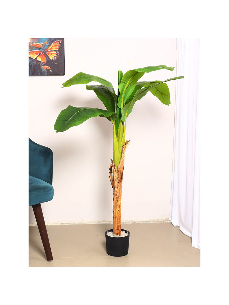 ARICK DECOR Artificial Banana Plants with Pot (120 Cm Tall, Green)-image-2