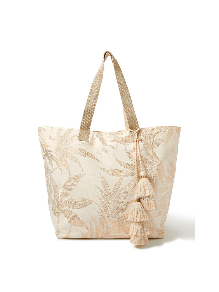 Accessorize London Women's Pure Cotton Cream Leah Leaf Printed Tote Bag-image-28