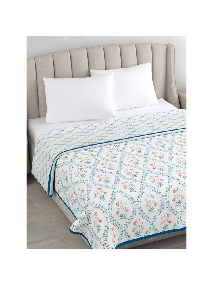 Haus & Kinder Cotton Cambric Reversible Double Bed Dohar for Ac Rooms Blue Red (Queen)-image-6